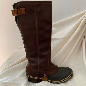 Sorel Slimpack Nutmeg size 8 brown leather boots